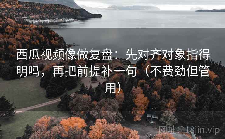 西瓜视频像做复盘：先对齐对象指得明吗，再把前提补一句（不费劲但管用）