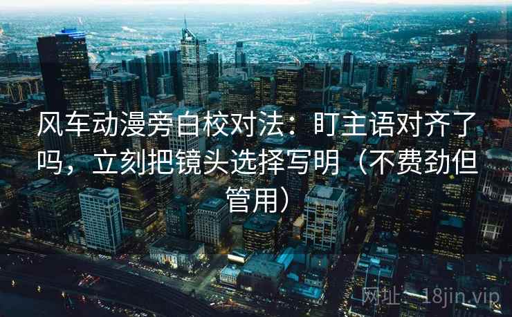风车动漫旁白校对法：盯主语对齐了吗，立刻把镜头选择写明（不费劲但管用）