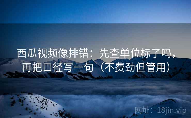 西瓜视频像排错：先查单位标了吗，再把口径写一句（不费劲但管用）  第2张